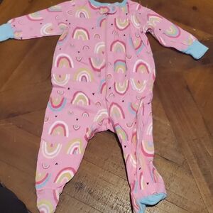 Adorable Pink Rainbow Kids Footie Pajamas